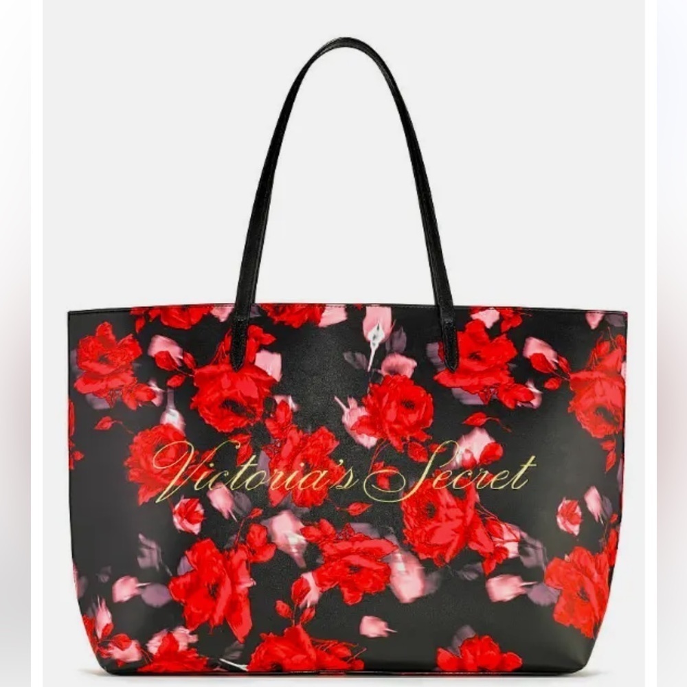 ❤️🖤NWT-Victoria's Secret Limited Edition 2019 Large Red Floral Rose Tote Bag🖤